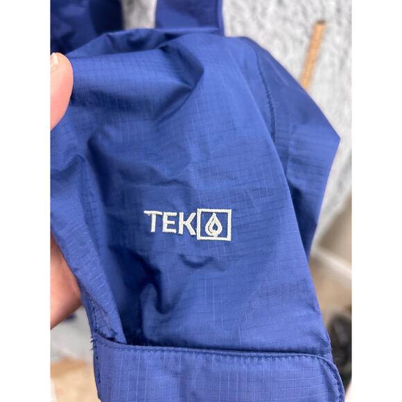 L.L. Bean TEK Waterproof Rain Jacket Blue Women’s Large Hooded Long Coat - Picture 6 of 9
